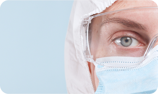 Scientist in protective gear